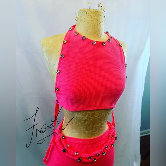 Handmade designer Fancy By Francesca Watson skirt and crop top set - Picture 4 of 7